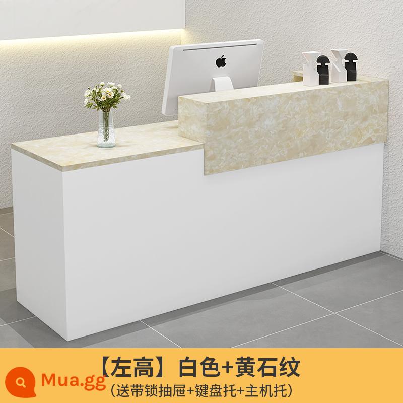 Quầy tính tiền quầy bar cửa hàng nhỏ cửa hàng quần áo cửa hàng tiện lợi thẩm mỹ viện bàn thu ngân quầy lễ tân công ty - Mẫu đá trắng + vàng (phía trên bên trái)