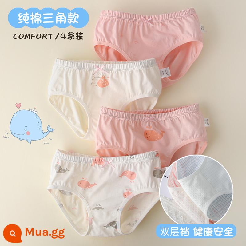 Đồ lót bé gái cotton nguyên chất thời kỳ phát triển của trẻ em trung và lớn bé gái học sinh tiểu học trung học cơ sở quần đùi tam giác đầu 8-18 tuổi - Cá Voi 4 múi [Tam giác]