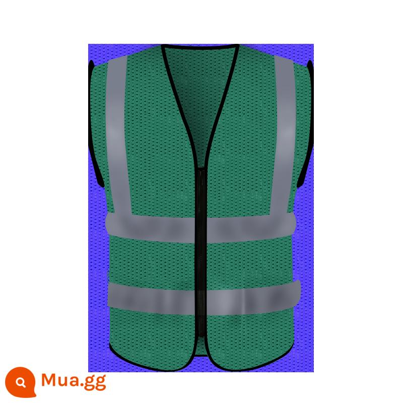 Quần áo phản quang vest vest công trình đường bộ xây dựng an toàn giao thông quần áo phản quang công nhân vệ sinh in ấn miễn phí vào ban đêm - Dây đeo vai được gia cố bằng dây kéo thoáng khí màu xanh lá cây