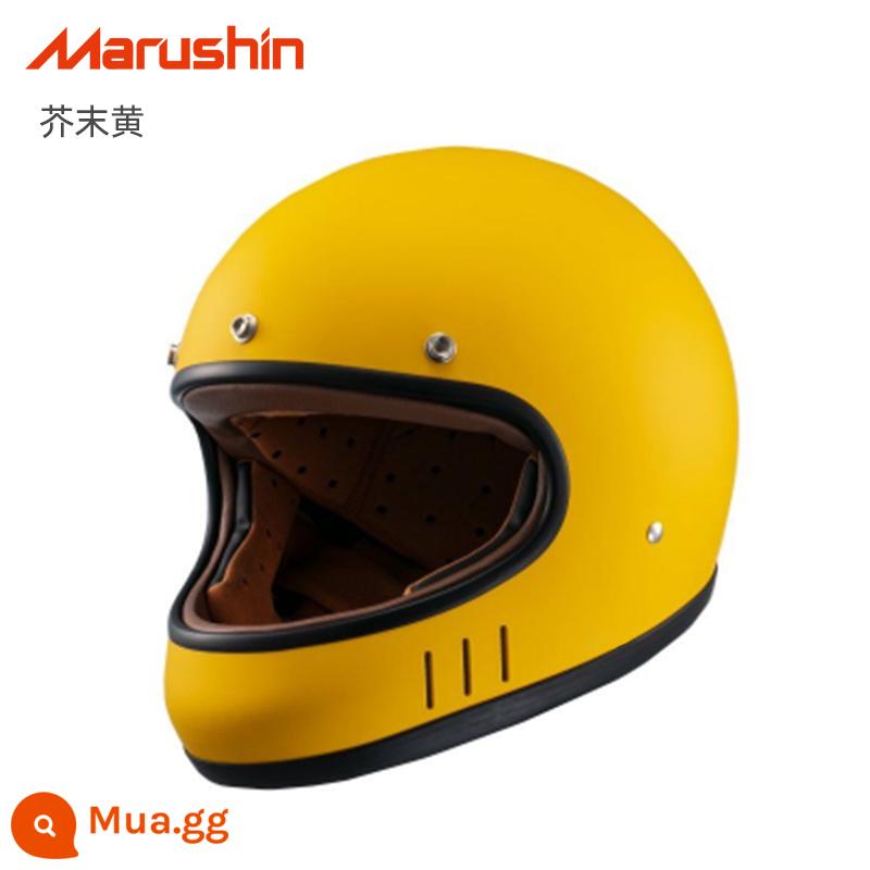 Nhật Bản MARUSHIN chính thức xe máy đầu máy xe lửa Harley bốn mùa mũ bảo hiểm full retro mũ bảo hiểm MNF2DRILL - Đốm vàng chanh