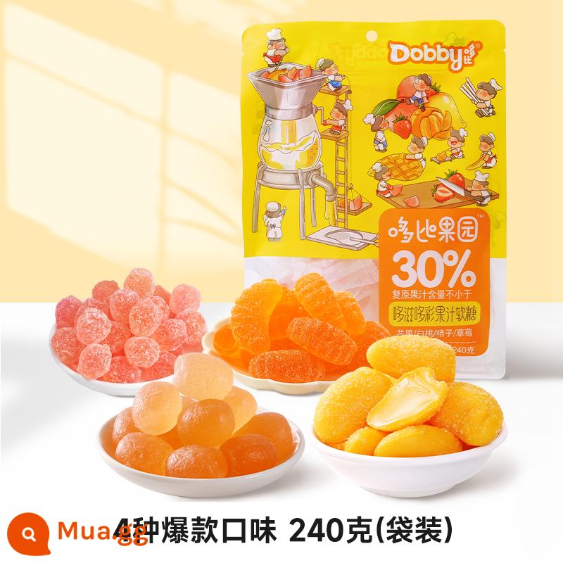 dobby dobby ếch du lịch giáng sinh kẹo dẻo trái cây xoài trắng nước đào kẹo snack chanh dây - [Tiết kiệm chi phí] 4 hương vị phổ biến trong túi 240g!