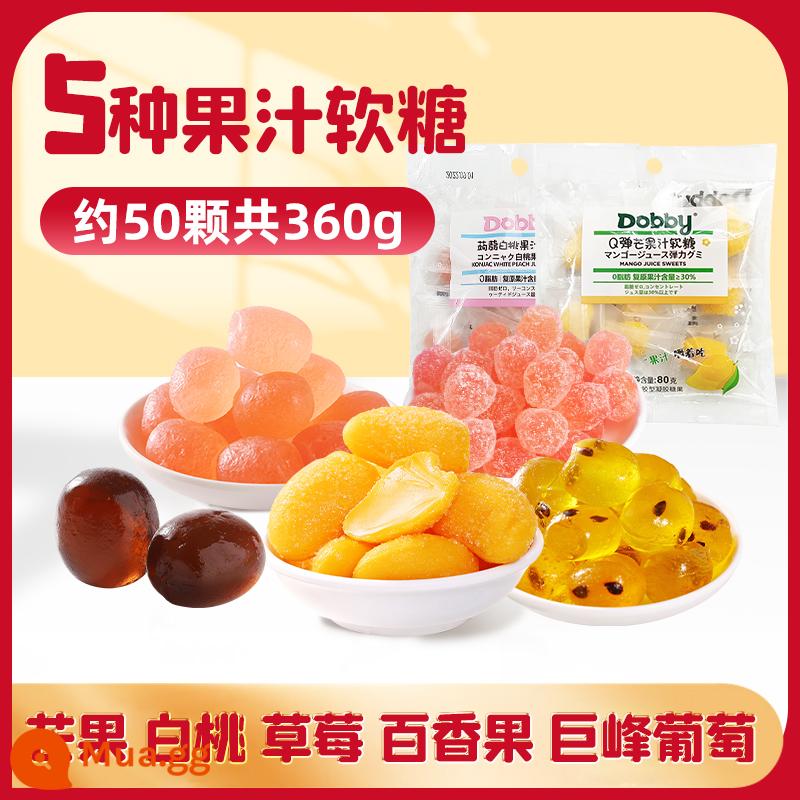 dobby dobby ếch du lịch giáng sinh kẹo dẻo trái cây xoài trắng nước đào kẹo snack chanh dây - [Tiết kiệm chi phí] 5 hương vị phổ biến trong túi 360g!