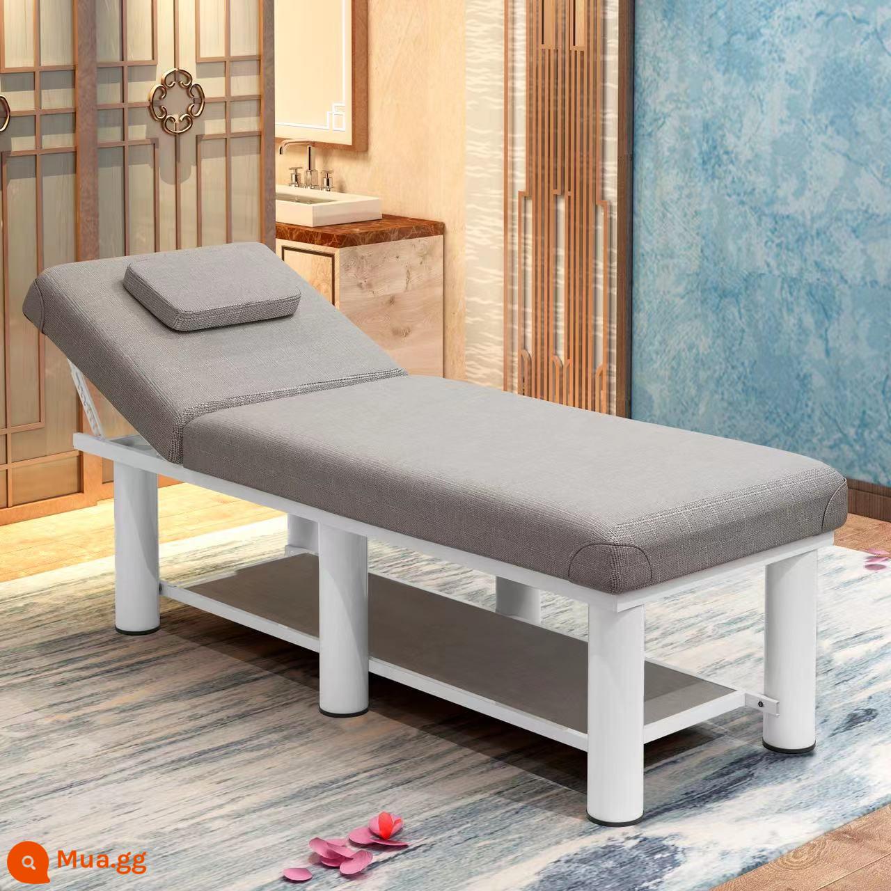 Giường làm đẹp, giường massage đặc biệt của thẩm mỹ viện, giường massage, giường vật lý trị liệu tại nhà, giường thêu hoa văn, giường làm đẹp lông mi, giường moxibustion có lỗ - Vải lanh xám 180*60 60 chân tròn