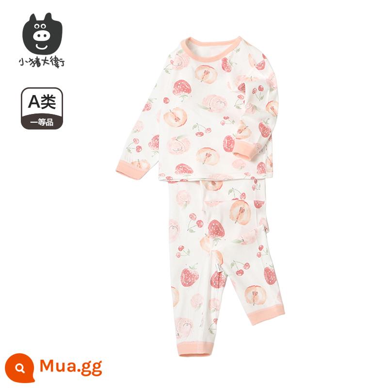 Bộ Đồ Lót Cotton Trẻ Em Piggy David Bộ Đồ Lót Cotton Bé Trai Và Bé Gái Cổ Tròn Dài Tay Quần Áo Mùa Xuân Và Quần Mùa Xuân Bộ 2 Món 2 Món - bữa tiệc trái cây