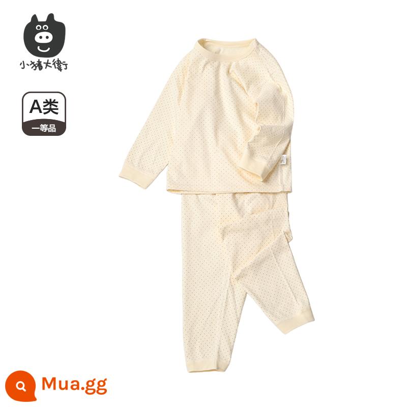 Bộ Đồ Lót Cotton Trẻ Em Piggy David Bộ Đồ Lót Cotton Bé Trai Và Bé Gái Cổ Tròn Dài Tay Quần Áo Mùa Xuân Và Quần Mùa Xuân Bộ 2 Món 2 Món - chấm màu vàng