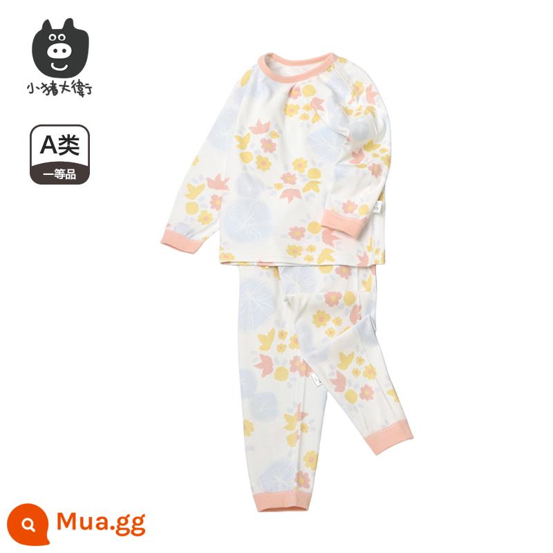 Bộ Đồ Lót Cotton Trẻ Em Piggy David Bộ Đồ Lót Cotton Bé Trai Và Bé Gái Cổ Tròn Dài Tay Quần Áo Mùa Xuân Và Quần Mùa Xuân Bộ 2 Món 2 Món - khu vườn bí mật