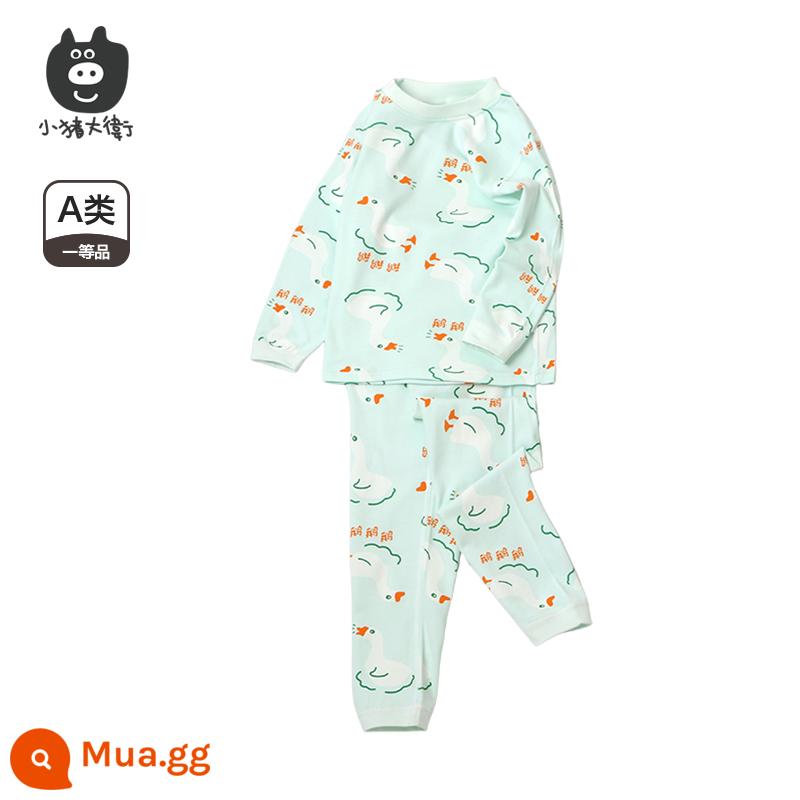 Bộ Đồ Lót Cotton Trẻ Em Piggy David Bộ Đồ Lót Cotton Bé Trai Và Bé Gái Cổ Tròn Dài Tay Quần Áo Mùa Xuân Và Quần Mùa Xuân Bộ 2 Món 2 Món - Tụng Ngỗng [Cổ Trung]