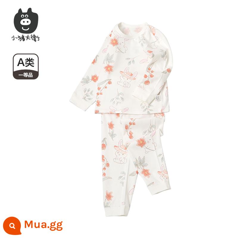 Bộ Đồ Lót Cotton Trẻ Em Piggy David Bộ Đồ Lót Cotton Bé Trai Và Bé Gái Cổ Tròn Dài Tay Quần Áo Mùa Xuân Và Quần Mùa Xuân Bộ 2 Món 2 Món - Chú thỏ trong mơ