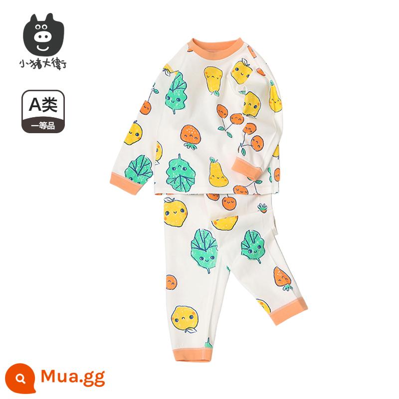 Bộ Đồ Lót Cotton Trẻ Em Piggy David Bộ Đồ Lót Cotton Bé Trai Và Bé Gái Cổ Tròn Dài Tay Quần Áo Mùa Xuân Và Quần Mùa Xuân Bộ 2 Món 2 Món - Rau củ quả mới giòn [Zhongling]