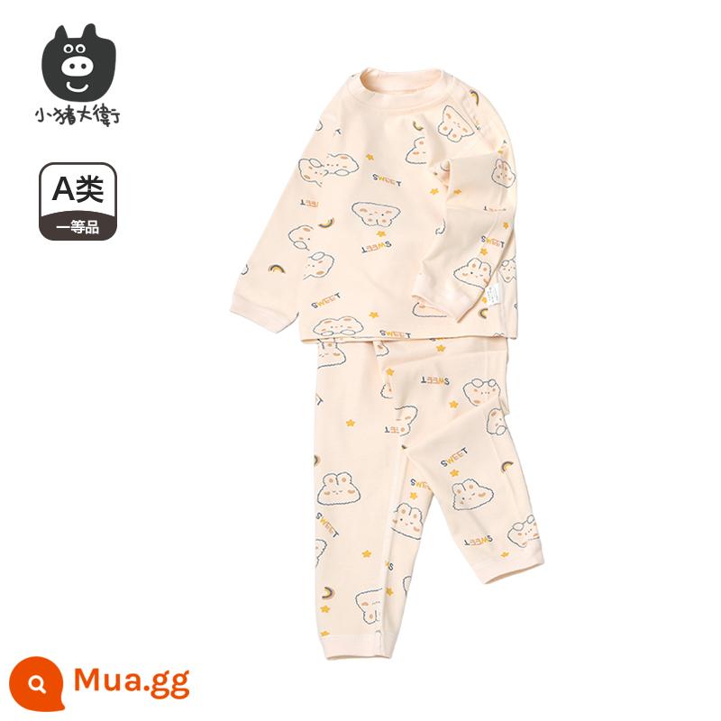 Bộ Đồ Lót Cotton Trẻ Em Piggy David Bộ Đồ Lót Cotton Bé Trai Và Bé Gái Cổ Tròn Dài Tay Quần Áo Mùa Xuân Và Quần Mùa Xuân Bộ 2 Món 2 Món - Thỏ dễ thương [cổ giữa]