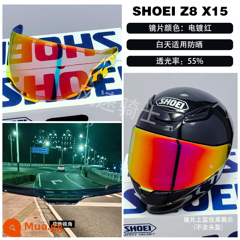 Ống kính SHOEI Z8 Z7 X14 X15 GT AIR Kính mũ bảo hiểm Glamster ngày và đêm cực quang đen chống sương mù - Z8 X15 mạ điện màu đỏ (có độ bóng cao)