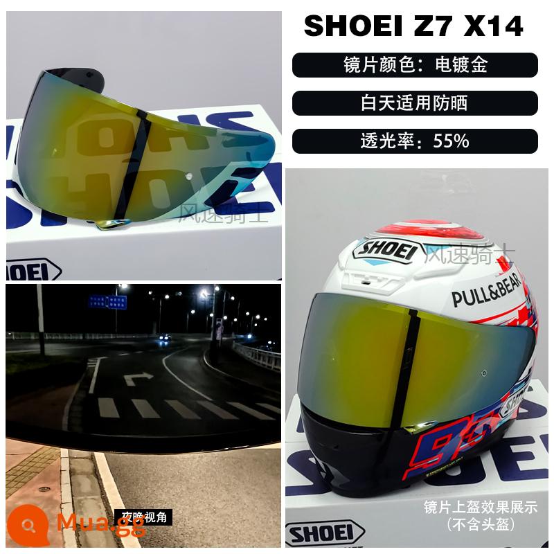 Ống kính SHOEI Z8 Z7 X14 X15 GT AIR Kính mũ bảo hiểm Glamster ngày và đêm cực quang đen chống sương mù - Z7 X14 mạ vàng (che nắng cao)