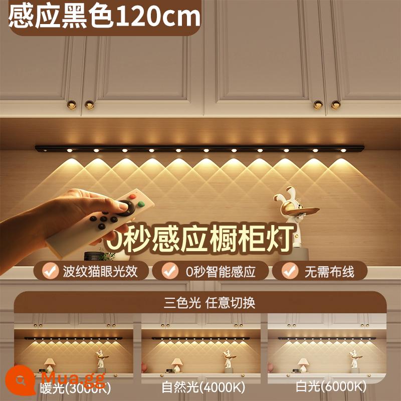 LED LED cảm ứng của con người Sạc dây mèo Mẫu sóng Eye Mẫu hiên nhà tủ quần áo tủ quần áo - Đen 120 cm 11 chùm ánh sáng [cảm biến + điều khiển từ xa + luôn bật] ba màu