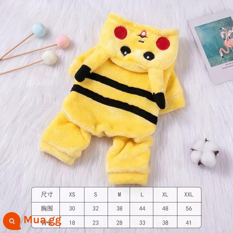 Quần áo mèo chó áo len móc mùa thu đông con rối mới Bichon Teddy Bomei lưới đỏ giữ ấm chống rụng lông - Trang phục Pikachu màu vàng