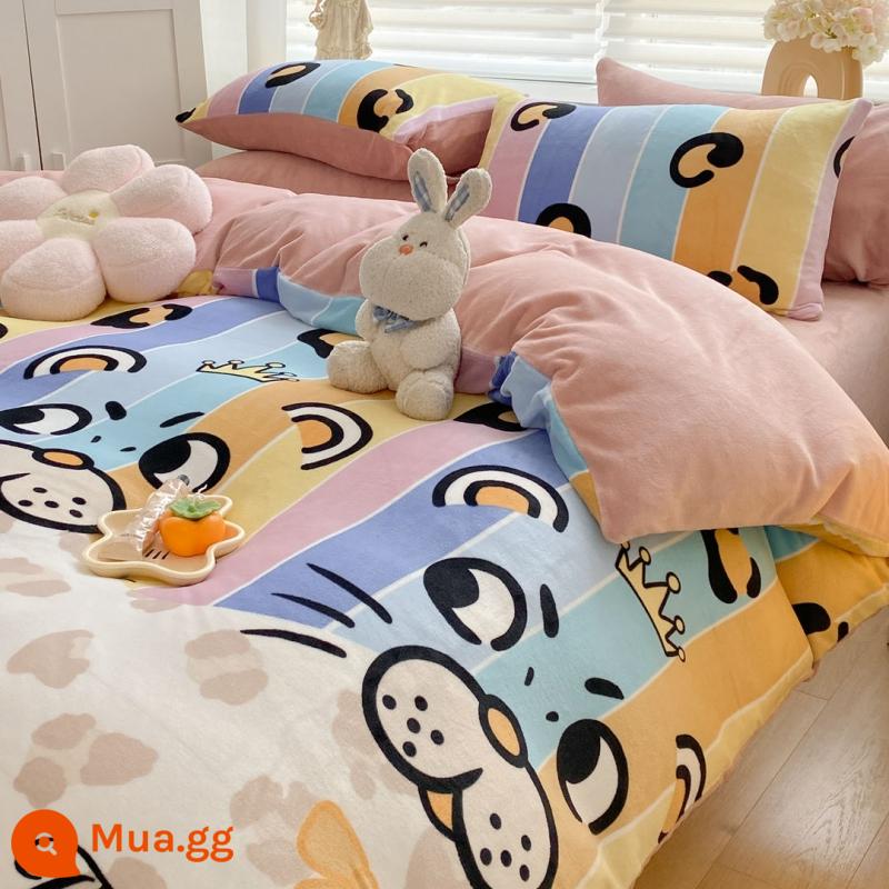 Bed Velvet Bed Velvet nhỏ Bốn bộ giường nhung Velvet Bỉ mặt bích mùa đông - Vua rừng [Nhung sữa lụa]