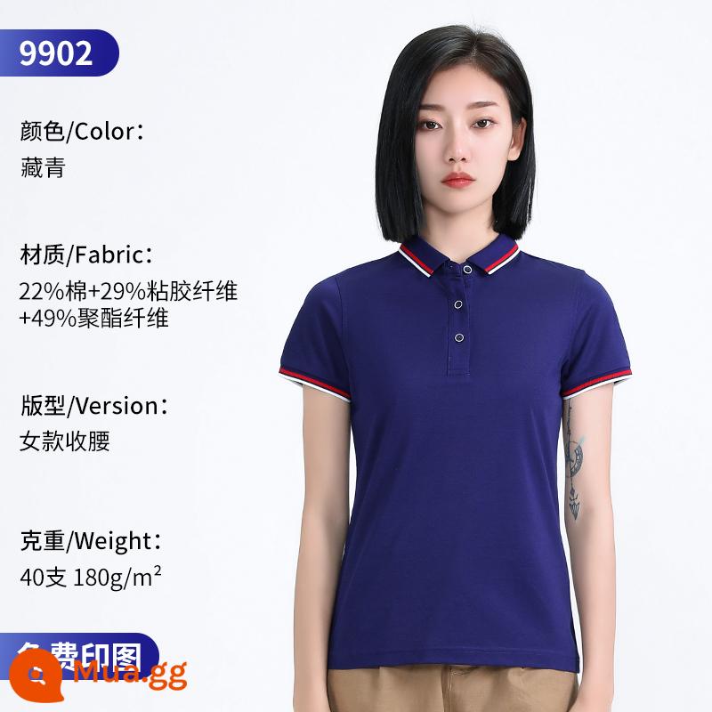 Áo Polo cao cấp tùy chỉnh quần áo làm việc đội mùa hè mặc in logo tùy chỉnh nhân viên T-shirt ngắn tay văn hóa - 9902 Tây Tạng Xanh Nữ