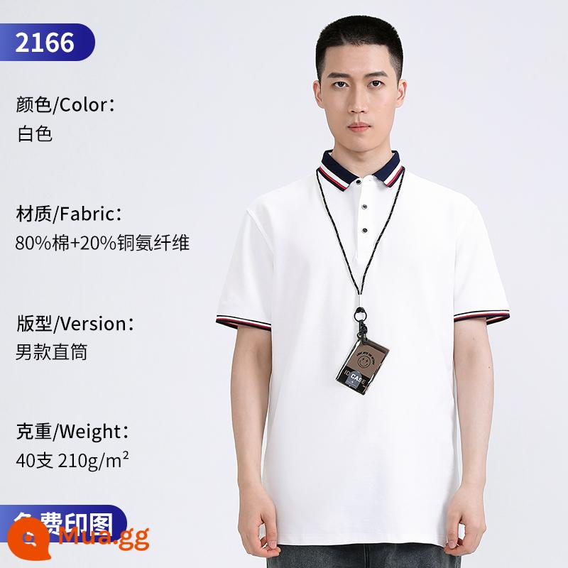 Áo Polo cao cấp tùy chỉnh quần áo làm việc đội mùa hè mặc in logo tùy chỉnh nhân viên T-shirt ngắn tay văn hóa - 2166 nam da trắng