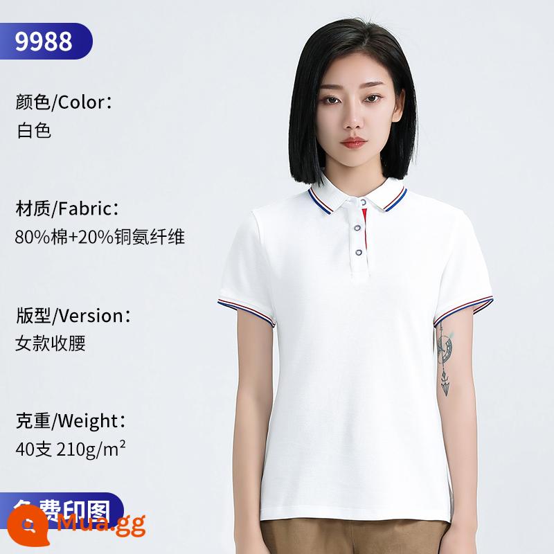 Áo Polo cao cấp tùy chỉnh quần áo làm việc đội mùa hè mặc in logo tùy chỉnh nhân viên T-shirt ngắn tay văn hóa - 9988 nữ da trắng