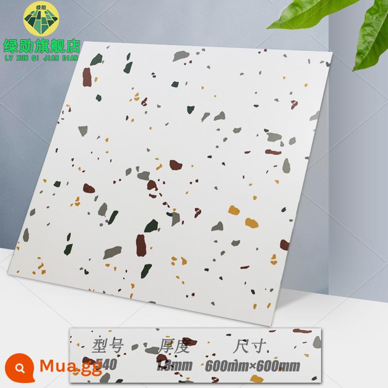 Miếng dán sàn 60×60 tự dính đá nhựa chống xi măng dán sàn ins lưới đỏ cải tạo gạch giả nhựa PVC chịu mài mòn - Màu trắng đầy màu sắc 540/tự dính 600×600/độ dày 1.8㎜