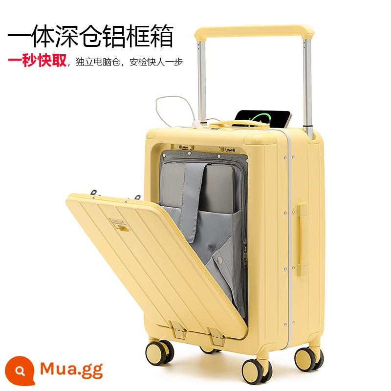 Đèn Đi Công Suất Lớn Rộng Xe Đẩy Khung Nhôm Vali Nữ 20 Inch Nội Trú Ốp Lưng Mật Khẩu Vali Nam Doanh Nhân - Hộp khung nhôm-kho sâu lớn tích hợp Skylark màu vàng