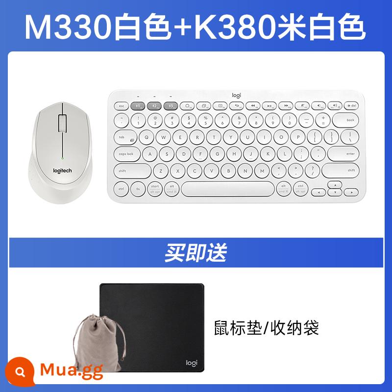 Chuột không dây Logitech M330 câm lặng bé trai bé gái văn phòng tại nhà chuột laptop thiết bị gắn ngoài chuyên dụng - [Bàn phím và chuột]M330 trắng+K380 be