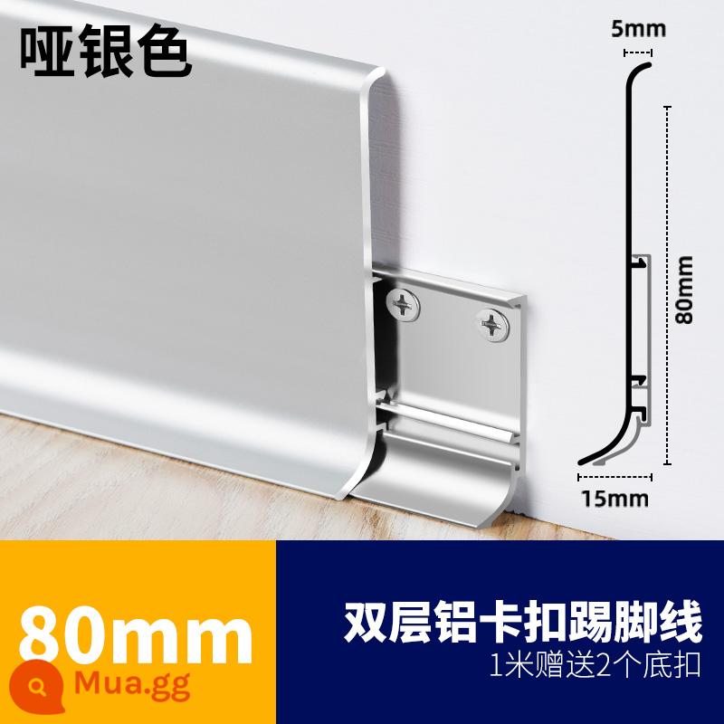 Tấm ốp chân tường bằng hợp kim nhôm kim loại cong 4,6cm hai lớp khóa tối giản loại 8cm đường viền góc bằng thép không gỉ - [Đế miễn phí] Bạc mờ giá 8CM-1 mét