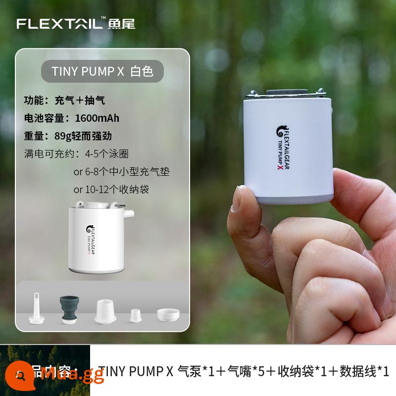 FLEXTAILGEAR Đuôi Cá Ngoài Trời Di Động Máy Bơm Hơi Cắm Trại Đệm Không Khí Giường Chân Không Túi Bơi Vòng Điện Máy Bơm Không Khí - Tính năng chiếu sáng được nâng cấp của TinyX (Trắng)