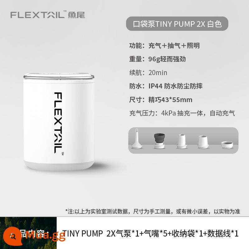 FLEXTAILGEAR Đuôi Cá Ngoài Trời Di Động Máy Bơm Hơi Cắm Trại Đệm Không Khí Giường Chân Không Túi Bơi Vòng Điện Máy Bơm Không Khí - TY2X (màu trắng) đa chức năng và nhẹ