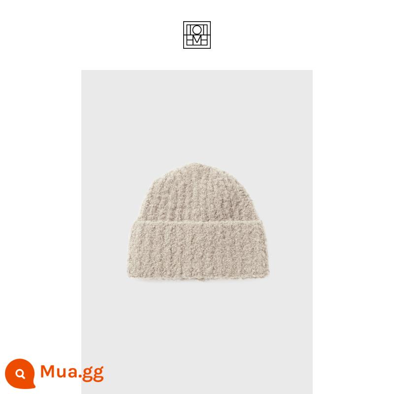 TOTEME Women's Bone Wool Alpaca Tweed Beanie Knit Beanie with Ruffle Brim - xương trắng