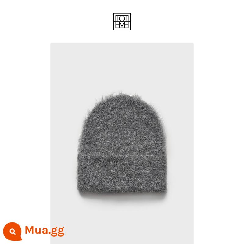 TOTEME Ladies Dark Heather Grey Fluffy Alpaca Fur Vành Mũ len dệt kim thông thường phù hợp với tất cả các trận đấu - Màu xám đậm