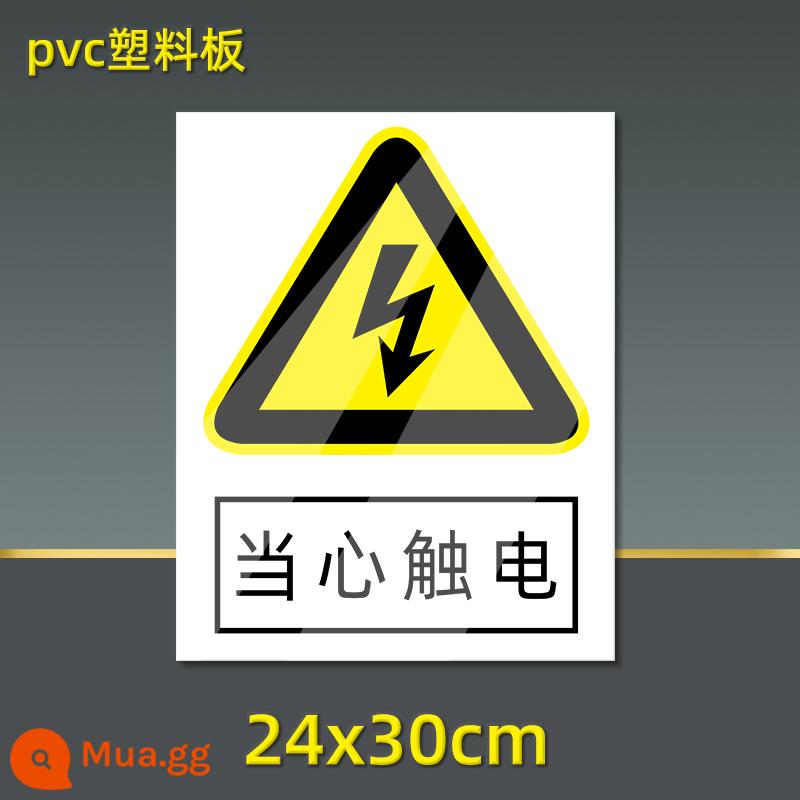 Biển báo an toàn cảnh báo dấu hiệu cảnh báo nhắc nhở biển báo cháy nhãn dán địa điểm xây dựng xây dựng khẩu hiệu sản xuất xưởng quản lý kho hàng cấm hút thuốc biển báo nhãn dán PVC tùy chỉnh - Cẩn thận với điện giật 30*24