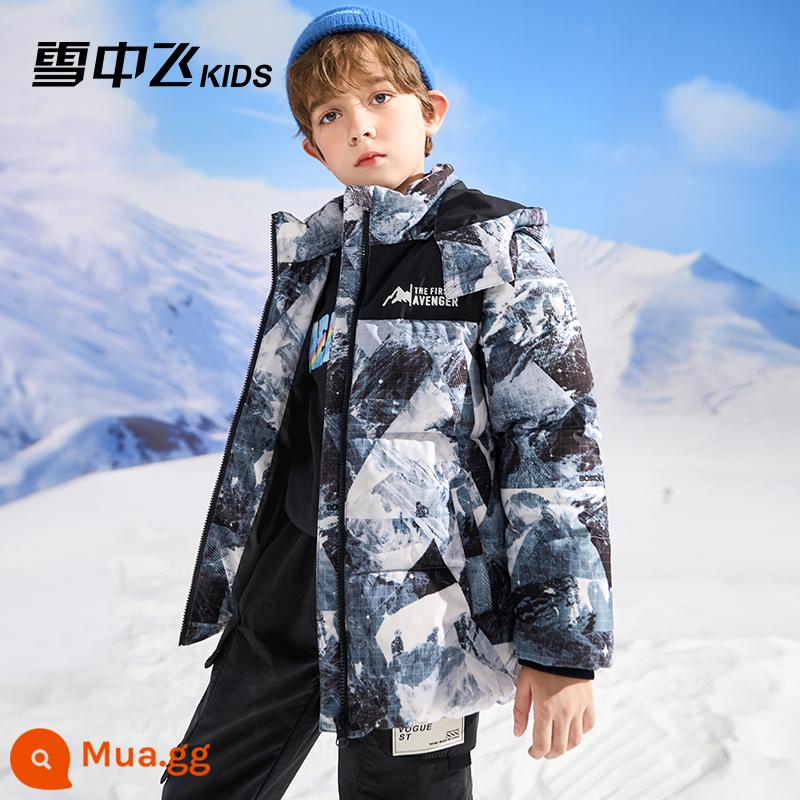 Snow Flying Kids Quần áo trẻ em Áo khoác trẻ em 2023 Mới dành cho bé trai vừa và lớn Áo khoác dày ngụy trang cho trẻ em - hình học màu xám trung bình