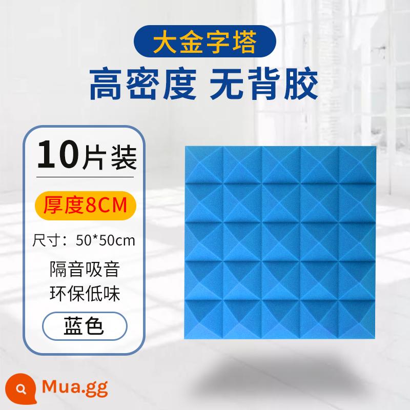 Phòng thu âm ktv tường bông cách âm tự dính vật liệu siêu tiêu âm hiện vật dán tường nhà bảng tiêu âm trong phòng ngủ - Kim tự tháp 8 cm [mật độ cao] không có chất kết dính (màu xanh) mười miếng