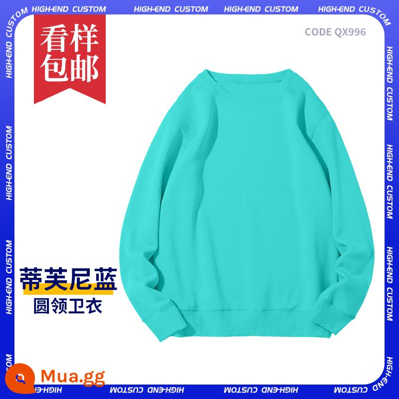 Áo tùy chỉnh quần áo làm việc tự làm đồng phục lớp áo hoodie in logo tay dài nam nữ quần áo tự làm - A-Tiffany màu xanh