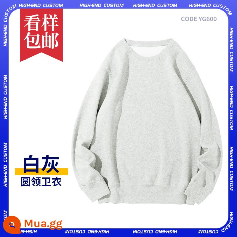 Áo tùy chỉnh quần áo làm việc tự làm đồng phục lớp áo hoodie in logo tay dài nam nữ quần áo tự làm - A-màu xám trắng