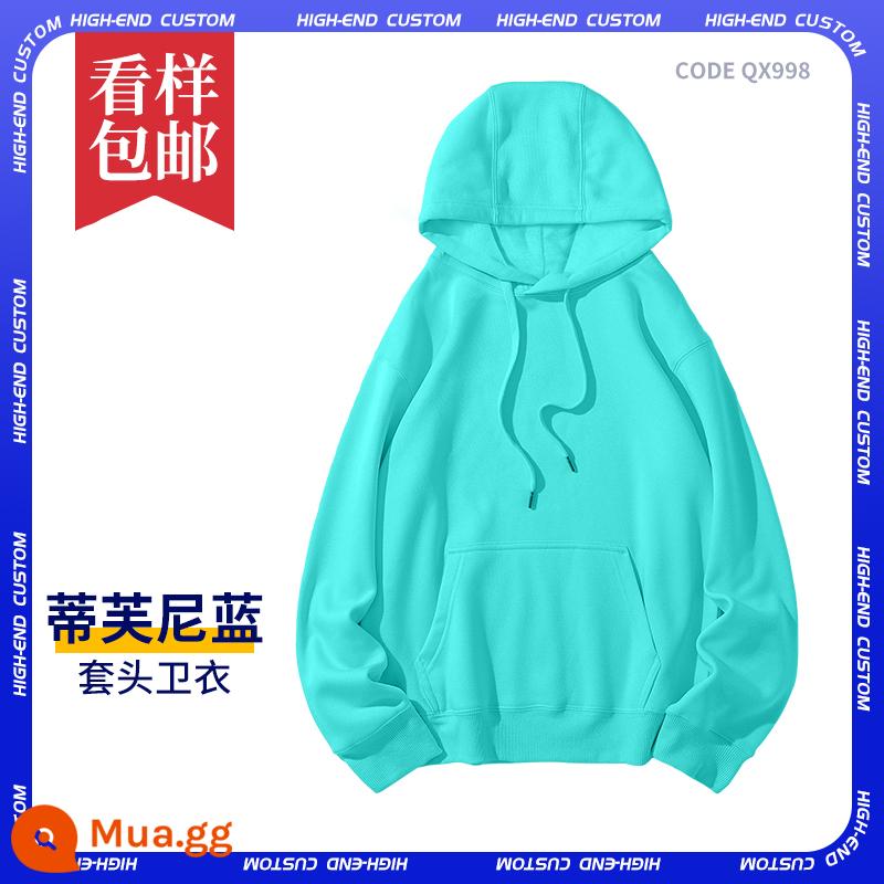 Áo tùy chỉnh quần áo làm việc tự làm đồng phục lớp áo hoodie in logo tay dài nam nữ quần áo tự làm - B-Tiffany màu xanh