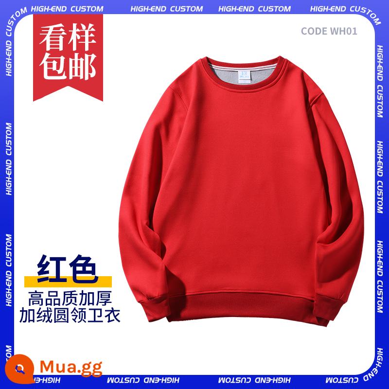 Áo tùy chỉnh quần áo làm việc tự làm đồng phục lớp áo hoodie in logo tay dài nam nữ quần áo tự làm - C-đỏ