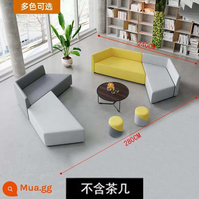 Khu vực nghỉ ngơi giải trí văn phòng để đàm phán, tiếp tân, kết hợp ghế sofa gỗ nguyên khối và bàn cà phê có hình dáng đặc biệt, đơn giản và sáng tạo hiện đại - Kết hợp 14 (da Nappa dày nâng cấp)