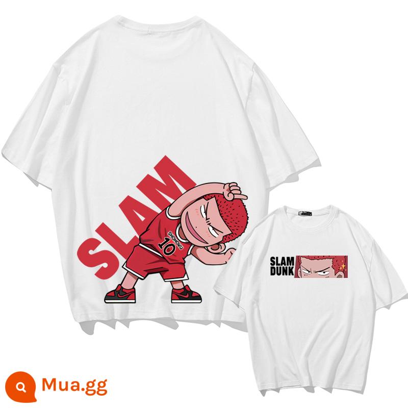 Mùa Hè 2023 Slam Dunk Áo Thun Ngắn Tay Nam Tất Cả Các Trận Đấu Bóng Rổ Quần Áo Dáng Rộng Hợp Thời Trang Sakuragi Flower Road Khớp Nửa Tay - Sakuragi Biến hình-Trắng