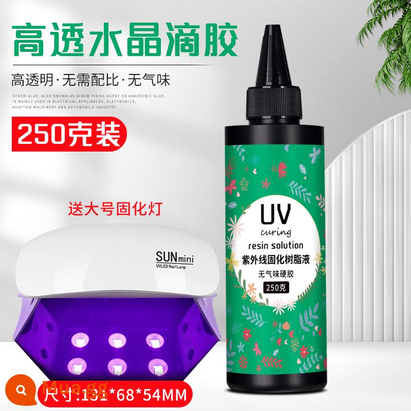 Keo UV Cao trong suốt chống ố vàng nhanh khô thủ công tự làm hoa sấy khô màng co nhiệt UV đóng rắn để làm keo pha lê UV - Đèn khung 250ml+6W (model nâng cấp)