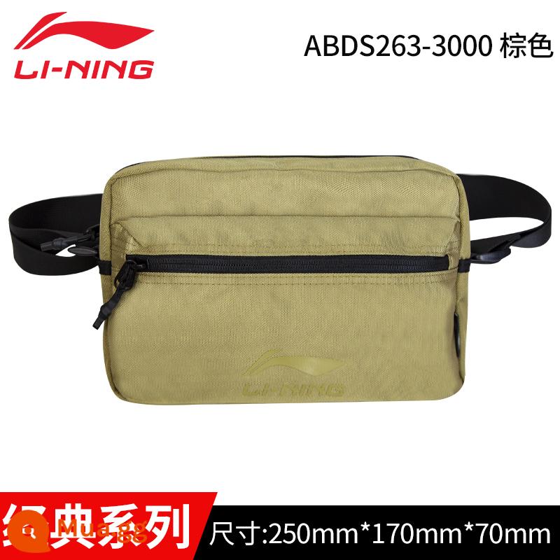 Li Ning Túi Messenger Nam Thể Thao Giải Trí Túi Đeo Ngực Học Sinh Du Lịch Ngoài Trời Xu Hướng Satchel Túi Đơn Giản Đa Năng Túi Chính Hãng - Túi đeo chéo ABDS263-3 màu nâu