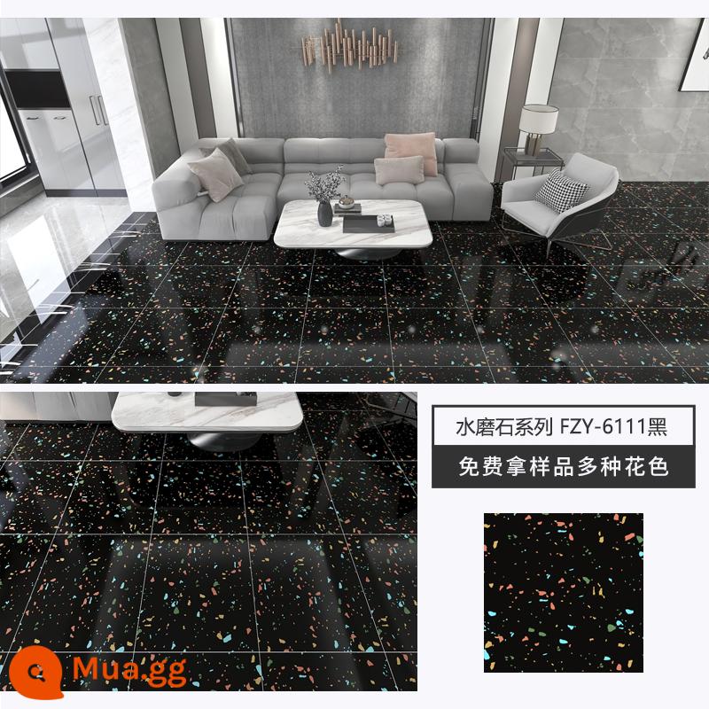 Terrazzo đá cẩm thạch PVC tự dính nâng cấp cửa hàng nổi tiếng Internet cá tính chống bám bẩn chống trơn trượt bảo vệ môi trường giả gạch lát sàn - FZY-6111 màu đen một mảnh giá 600 * 600mm