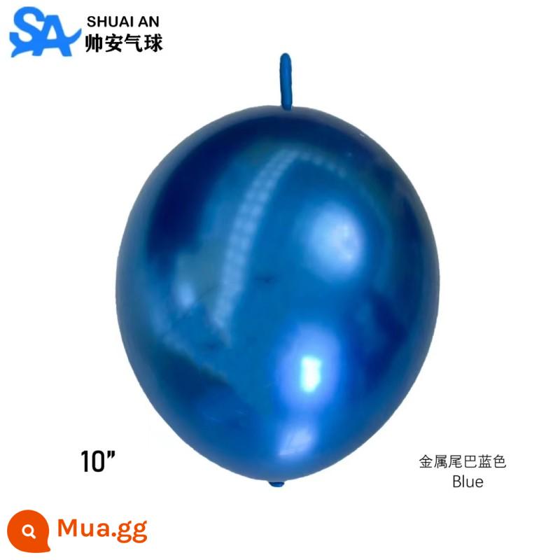 Shuai'an 5/10 inch 12 inch dày kim loại vàng đen bóng tròn sinh nhật trẻ em đám cưới tháng 5 Đảng - 50 miếng bóng đuôi kim loại màu xanh 10 inch