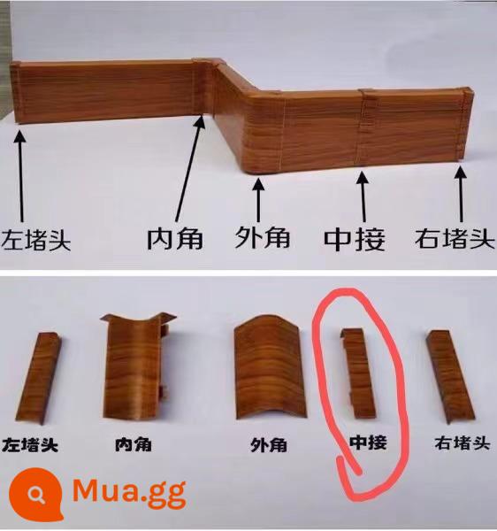 Ốp chân tường pvc8 bộ phận phân phối công cộng góc âm dải bảo vệ chống va chạm ở giữa khối chảy cắm nhựa sàn gỗ dán tường dán góc dán cạnh góc - Trung cấp