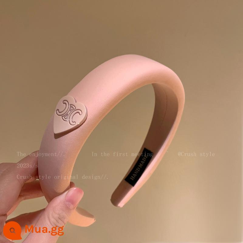 Băng đô màu hồng đào Love Sponge Headband dành cho nữ Mùa hè cao Hộp sọ Thể hiện khuôn mặt Phụ kiện tóc giảm tuổi nhỏ Tính khí hàng ngày Băng đô đa năng - Phong cách tình yêu màu hồng đào (áo đầu lâu cao)