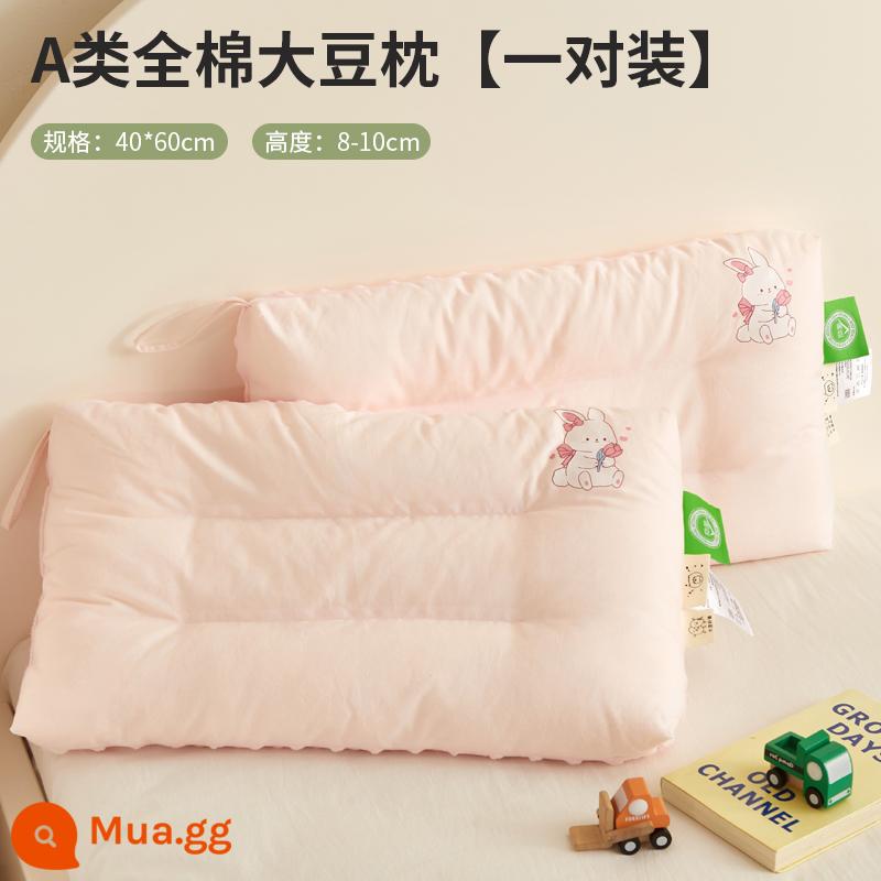 Gối trẻ em cotton loại A cho bé trên 6 tuổi, lõi gối Doudou, cặp gia đình, gối nhỏ học sinh, ngủ trưa cho nam - Gối bông 100% cotton loại A-Thỏ ngủ-hoa-40x60cm[Cặp]