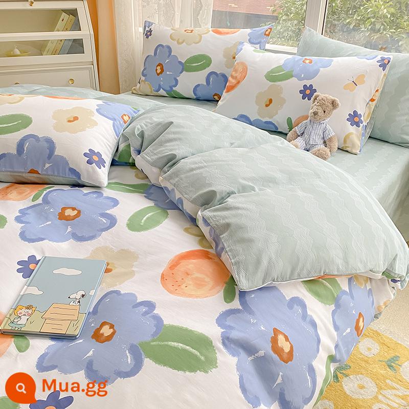 Nguyên Chất Cotton Vỏ Chăn Đơn 150X200X230 Ga Giường Cotton Vỏ Chăn Đơn 180X220 Vỏ Chăn Dày - Mùa xuân xanh mật ong [100% cotton]