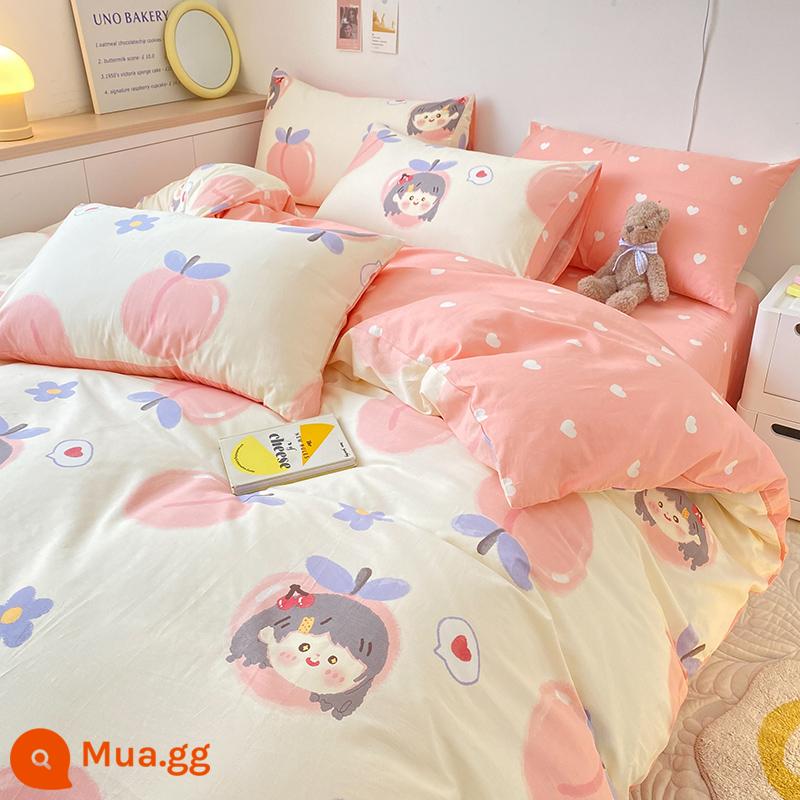 Nguyên Chất Cotton Vỏ Chăn Đơn 150X200X230 Ga Giường Cotton Vỏ Chăn Đơn 180X220 Vỏ Chăn Dày - Cô Gái Đào [100% Cotton]