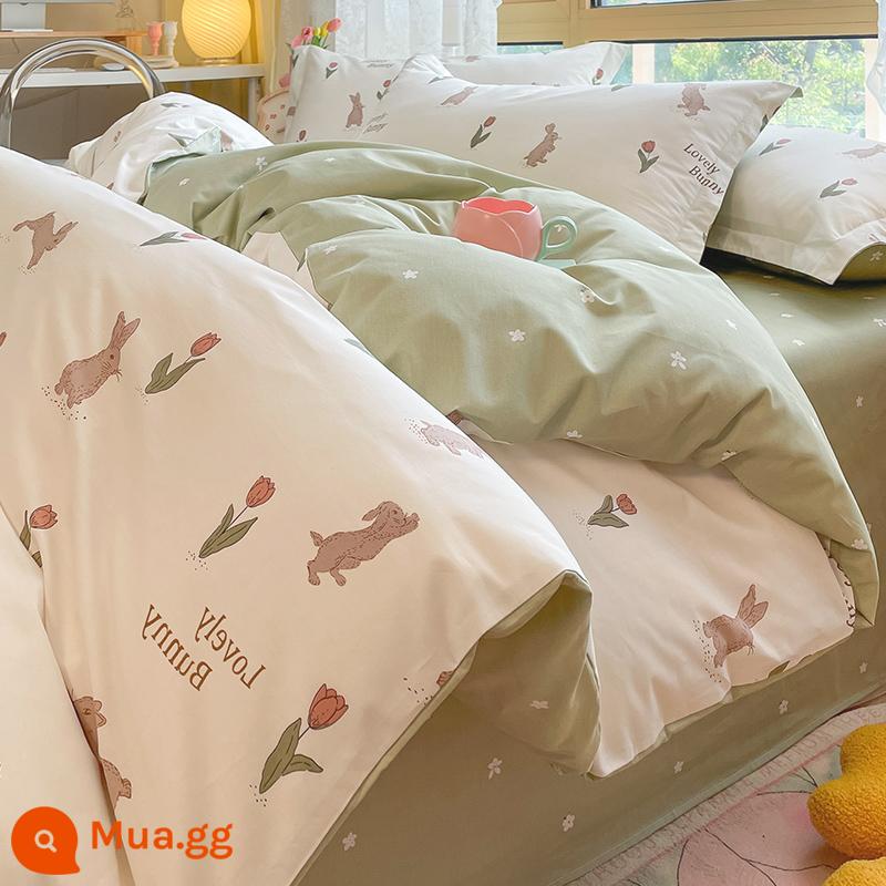 Nguyên Chất Giường Cotton 4 Bộ Mùa Đông Dày Cotton 100 Giường Vỏ Chăn Ga Giường Ký Túc Xá Đơn 3 mảnh 4 - Qianmeng [100% cotton chải kỹ, mềm mại và thân thiện với da]