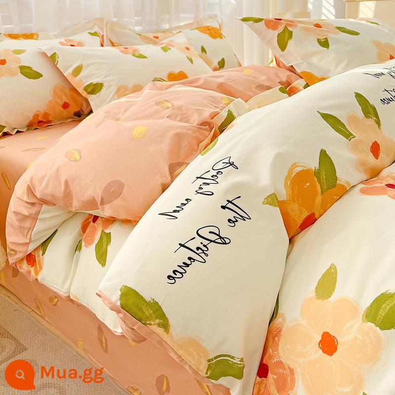 Vỏ chăn bông nguyên chất 100 cotton nguyên chất một mảnh mùa thu đông Vỏ chăn đơn 150x200x230 Bộ vỏ chăn ga gối Bộ 4 món - Jinxi [ ✅Đã kiểm tra chất lượng 100% cotton, một hàng giả sẽ bị phạt mười]